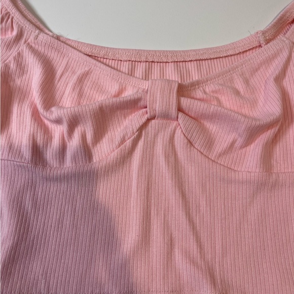 Y2K Light Pink Cinched Baby Doll Milkmaid Off Shoulder Top coquette cottagecore - Picture 4 of 6